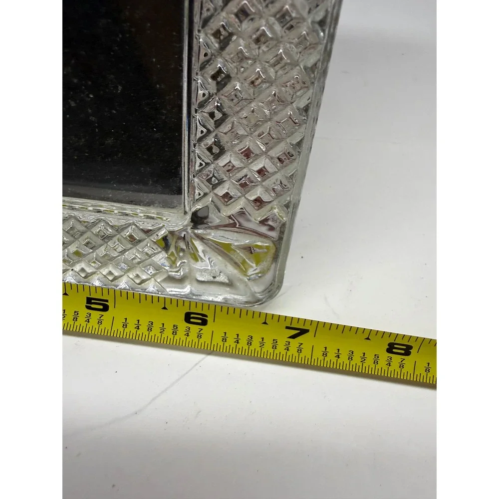 Vintage Diamond Cut Glass Picture Frame 5x7 Tabletop Wall Mount Clear Silver